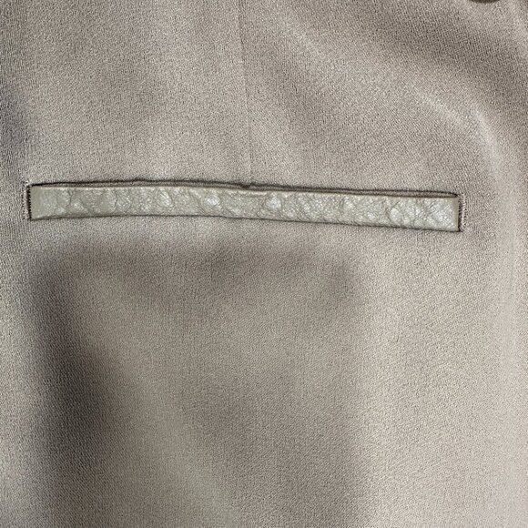VINCE. Women's Size 6 Asymmetric Harem Trousers Leather Trim Brown Taupe - Picture 13 of 16